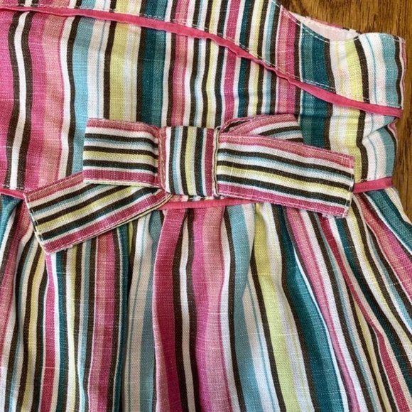 MONSOON Baby Girls Cotton Dress 3-6 Months Striped Linen Infant Summer EUC - Picture 3 of 5